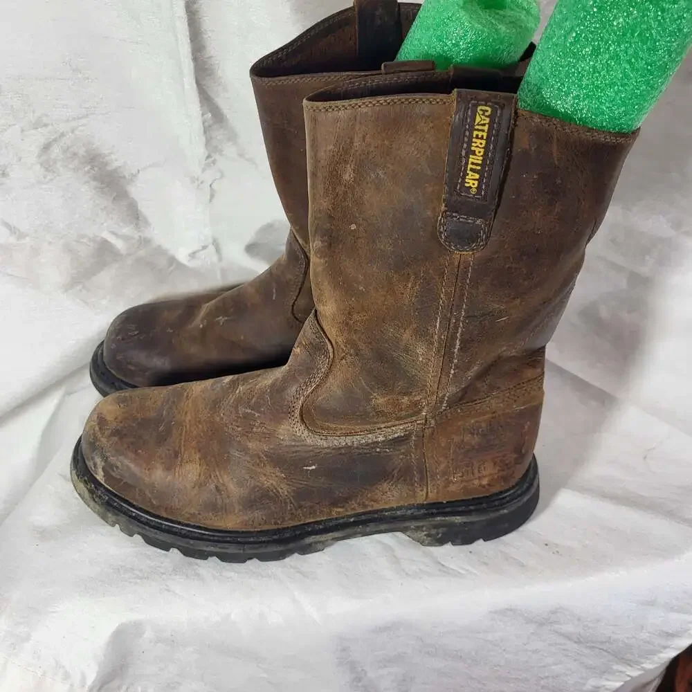 Caterpillar Men's Revolver Pull-On Steel Toe Wellington Work Boot Dark Brown